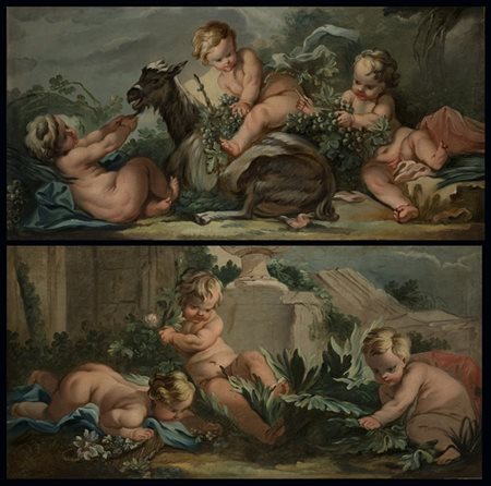 Scuola piemontese della metà del secolo XVIII

Putti in paesaggio
Coppia di dip