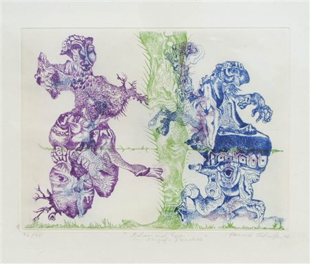 Bernard Schutze Adam und Eva im Migof-Paradies, 1970;Acquatinta col., 24 x...