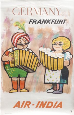 - Poster Air India Frankfurt, 1965;Litografia a col., 101,5 x 65 cm, printed...