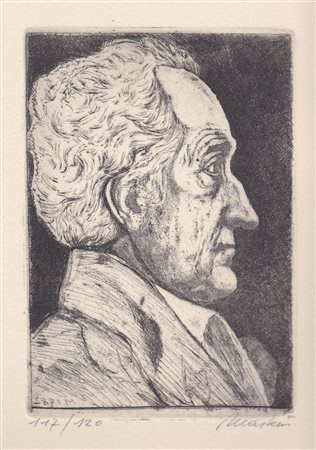 Markus Vallazza Johann Wolfgang von Goethe, 1985;Acquaforte, 14,2 x 10 cm...