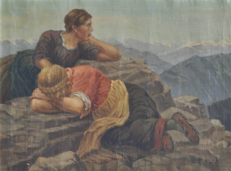 Thomas Walch Nachfolger/seguace La patria perduta, 1930;Olio su tela, 50 x 70...