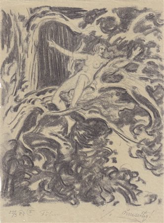 Hugo Grimm (Feldkirch 1866 – Kitzbühel 1944) Föhn, 1922;Carboncino, 28 x 20,5...