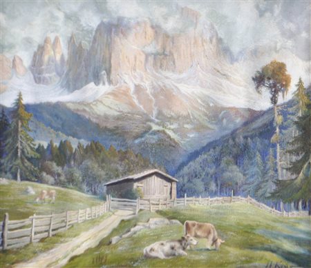 A. Ripa Catinaccio presso Bolzano;Guazzo, 28 x 32,3 cm, in cornice Firma