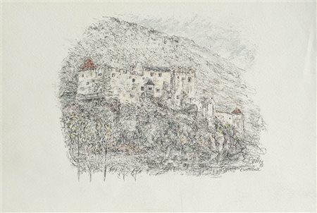 Erich Pattis Castelbello, 1984;Disegno a china acquerellata, 30,8 x 45,5 cm...