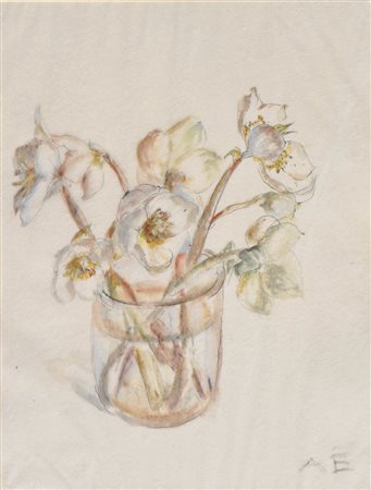 Anni Egösi (Meran/Merano 1894 – 1954) Rose delle Alpi;China e acquerello su...