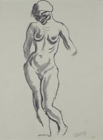 George Grosz (Berlino, 1893 - 1959) Nude, 1915 Carboncino, cm. 29,6x23 Firma...