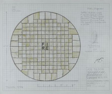 Joe Tilson (Londra, 1928) Fire wheel, 1973 Tecnica mista su carta, cm. 50x60...