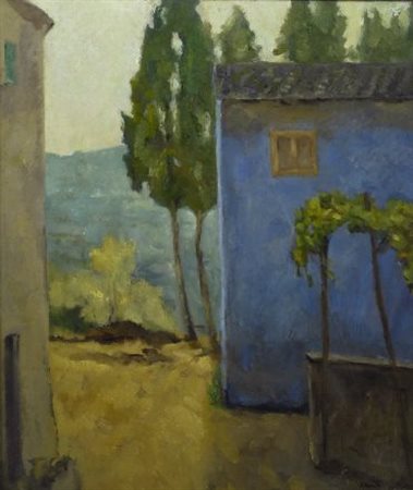 Emanuele Cavalli (Lucerno, 1904 - Firenze, 1981) La Casa azzurra Olio su...