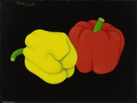 Giovanni Bruzzi (Firenze, 1936) Peperoni, 1980 Acrilico su tela, cm. 40x30...