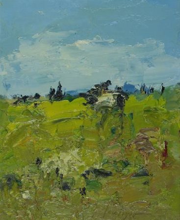 Sergio Scatizzi (Gragnano, 1918 - Firenze, 2009) Paesaggio Olio su tavola,...