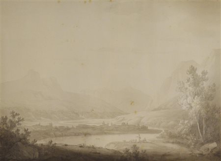 Robert Freebairn (1765 - 1808) VEDUTA PRESSO INNSBRUCH gouache e matita su...