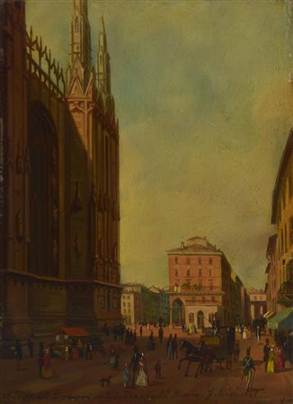 Luigi Bisi (1814 - 1886) CONTRADA DEI BORSINARI VISTA DALLA CORSIA DEL DUOMO...