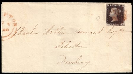 GREAT BRITAIN 1840 (jun. 6)
Folded letter to Deiosbury franked with 1d. black "