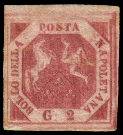 NAPOLI 1858
2gr. carminio cupo, I tavola

Provenienza
Collezione "Nimue"


Cert