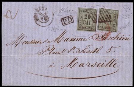 ROMAGNE 1859 (9 nov.)
Lettera senza testo, da Bologna per Marsiglia, Francia, a