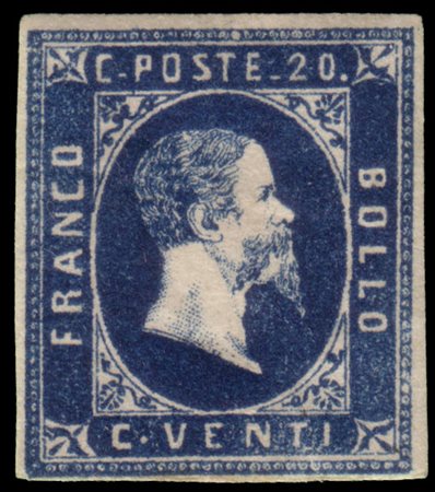 SARDEGNA 1851
20c. azzurro, I tiratura

Provenienza
Collezione "Nimue"


Cert.