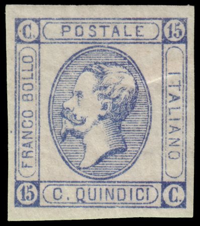 REGNO D'ITALIA 1863
15c. azzurro, I tipo

Provenienza
Collezione "Nimue"


Cert