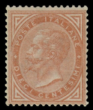 REGNO D'ITALIA 1863/1865
10c. ocra arancio chiaro, tiratura di Londra

Provenie