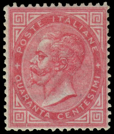 REGNO D'ITALIA 1863/1865
40c. rosa carminio, tiratura di Londra

Provenienza
Co