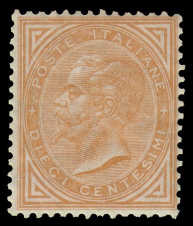 REGNO D'ITALIA 1863/1865
10c. giallo ocra, tiratura di Torino

Provenienza
Coll