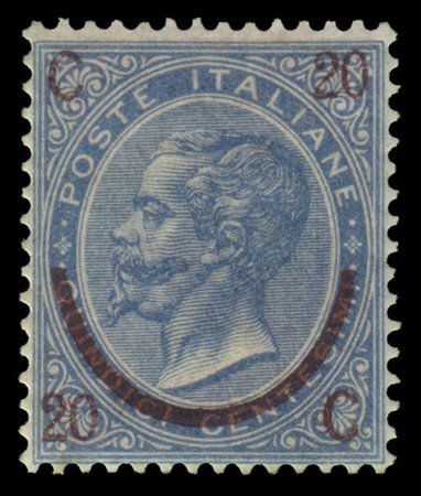 REGNO D'ITALIA 1865
20c./15c. azzurro, II tipo (4 punti bianchi)

Provenienza
C