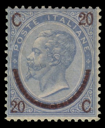 REGNO D'ITALIA 1865
20c./15c. celeste, III tipo (8 punti bianchi)

Provenienza