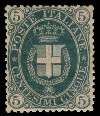 REGNO D'ITALIA 1889
5c. verde scuro

Provenienza
Collezione "Nimue"


Cert. S.