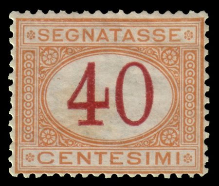 REGNO D'ITALIA 1870
Segnatasse. 40c. ocra e carminio

Provenienza
Collezione "N