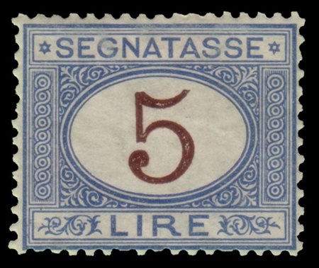 REGNO D'ITALIA 1870
Segnatasse. 5l. azzurro e bruno

Provenienza
Collezione "Ni