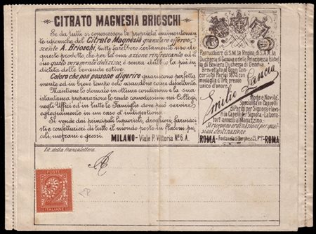 REGNO D'ITALIA 1887
Francalettere. 1c./2c. rosso mattone, francobollo con nuovo