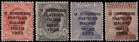 REGNO D'ITALIA 1922
"Congresso Filatelico di Trieste". Serie completa di 4 valo