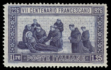 REGNO D'ITALIA 1926
"San Francesco". 1,25 lire azzurro D. 13½

Provenienza
Coll