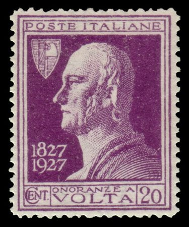 REGNO D'ITALIA 1927
Varietà, errore di colore. 20c. "Volta Violetto", ottima ce