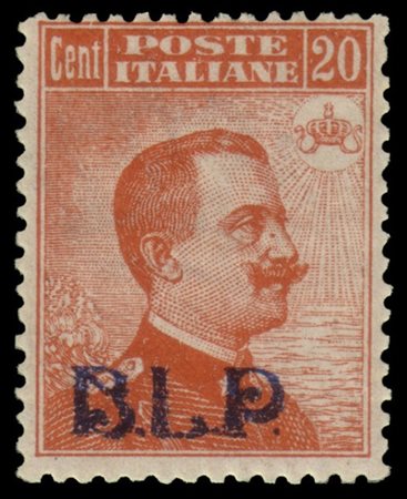 REGNO D'ITALIA 1921
B.L.P. 20c. arancio, soprastampa litografica i tipo in azzu