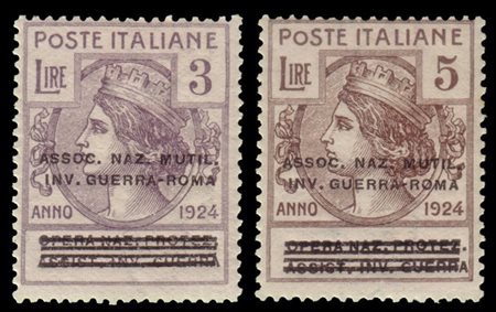 REGNO D'ITALIA 1924
Parastatali "Opera Naz. Protez. Assist. Inv. Guerra" sopras