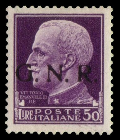 R.S.I. 1943
Tiratura di Brescia
50 lire violetto "Imperiale". soprastampa "G.N.