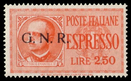 R.S.I. 1943
Tiratura di Brescia
Espressi. 2,50 lire arancio con soprastampa "G.