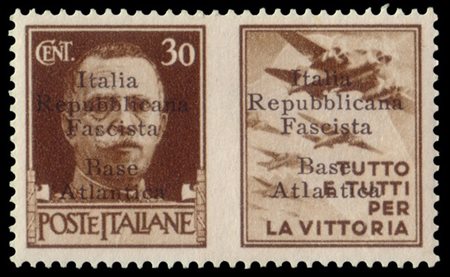 BASE ATLANTICA 1943
Propaganda di guerra. 30c. bruno "Aviazione" con seconda so