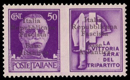 BASE ATLANTICA 1943
Propaganda di guerra. 50c. violetto "Milizia" con seconda s