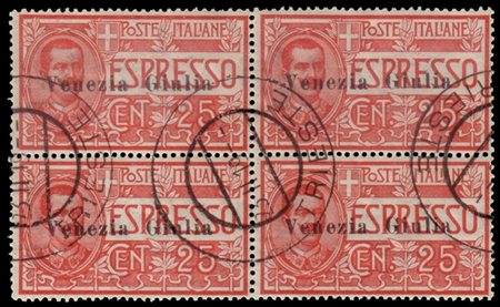 VENEZIA GIULIA 1918
Espressi. 25c. rosso con soprastampa di prova "Venezia Giul