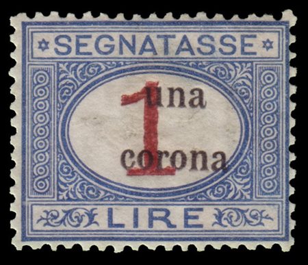 TRENTO E TRIESTE 1919
Segnatasse. 1C./1 lira azzurro e carminio, soprastampato