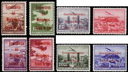 MONTENEGRO 1942
Occupazione italiana
Posta aerea. Serie completa di 8 valori, s