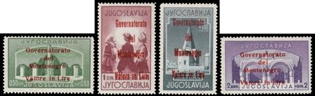 MONTENEGRO 1942
Occupazione italiana
"Legionari". Serie completa di 4 valori co