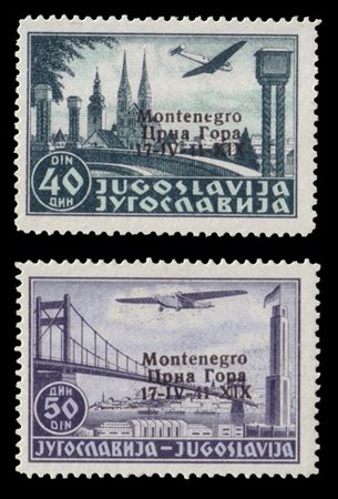 MONTENEGRO 1942
Occupazione italiana
Posta aerea. Serie completa di 2 valori co