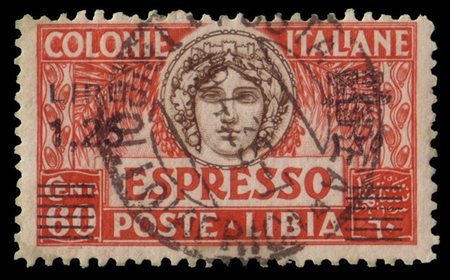 LIBIA 1933
Espressi. 1,25 lire/60c. carminio e bruno, soprastampa nera

Proveni