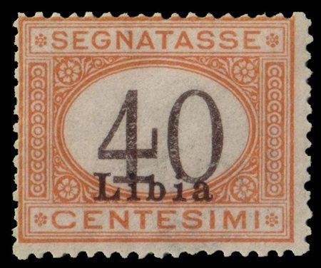 LIBIA 1930
Segnatasse. 40c. arancio e nero

Provenienza
Collezione "Nimue"


Ce