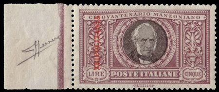 TRIPOLITANIA 1924
"Alessandro Manzoni". 5 lire violetto e nero, bordo di foglio