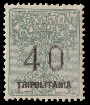 TRIPOLITANIA 1924
Segnatasse vaglia. 40c. verde, soprastampa in caratteri picco