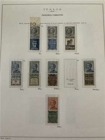 REGNO D'ITALIA 1924/1925
Pubblicitari. Collezione non completa formata da esemp