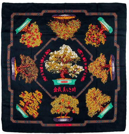 Hermès - Les Beaux Jours des Bonsai silk twill scarf, 1991